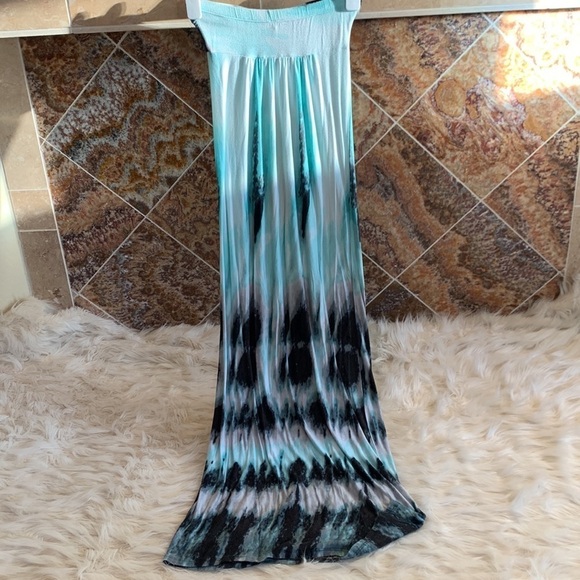 Full Tilt Teal and Black Strapless Tube Maxi Dress Size S - Picture 4 of 9